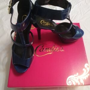 Candie's Women's Cazuben Cobalt Blue Strappy Platform Shoes Size 6.5